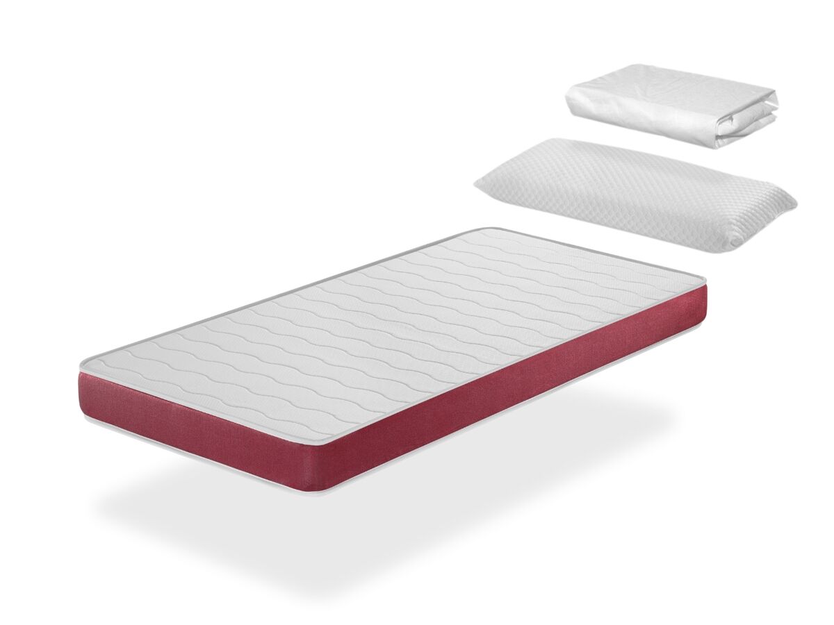 Pack colchão de espuma 70x160 cm dogo sonho com capa protetora e almofada altura 14 respirável e adaptável