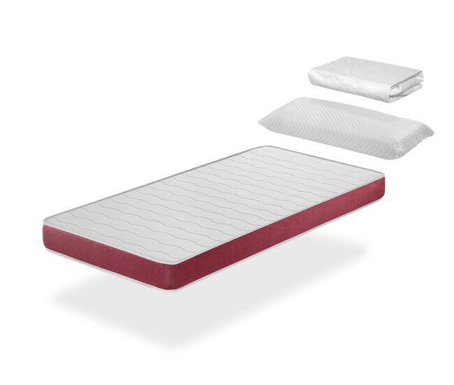 Pack colchão de espuma 90x190 cm dogo sonho com capa protetora e almofada altura 14 respirável e adaptável