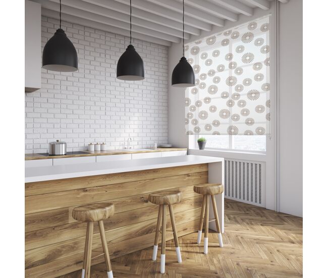 Estore de rolo estampado pasodoble branco y marrom 165 x 250cm