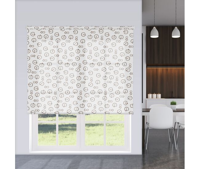 Estore de rolo estampado jazz branco y marrom 135 x 250cm