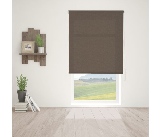 Estore de rolo translúcido básico marrom 165 x 250cm
