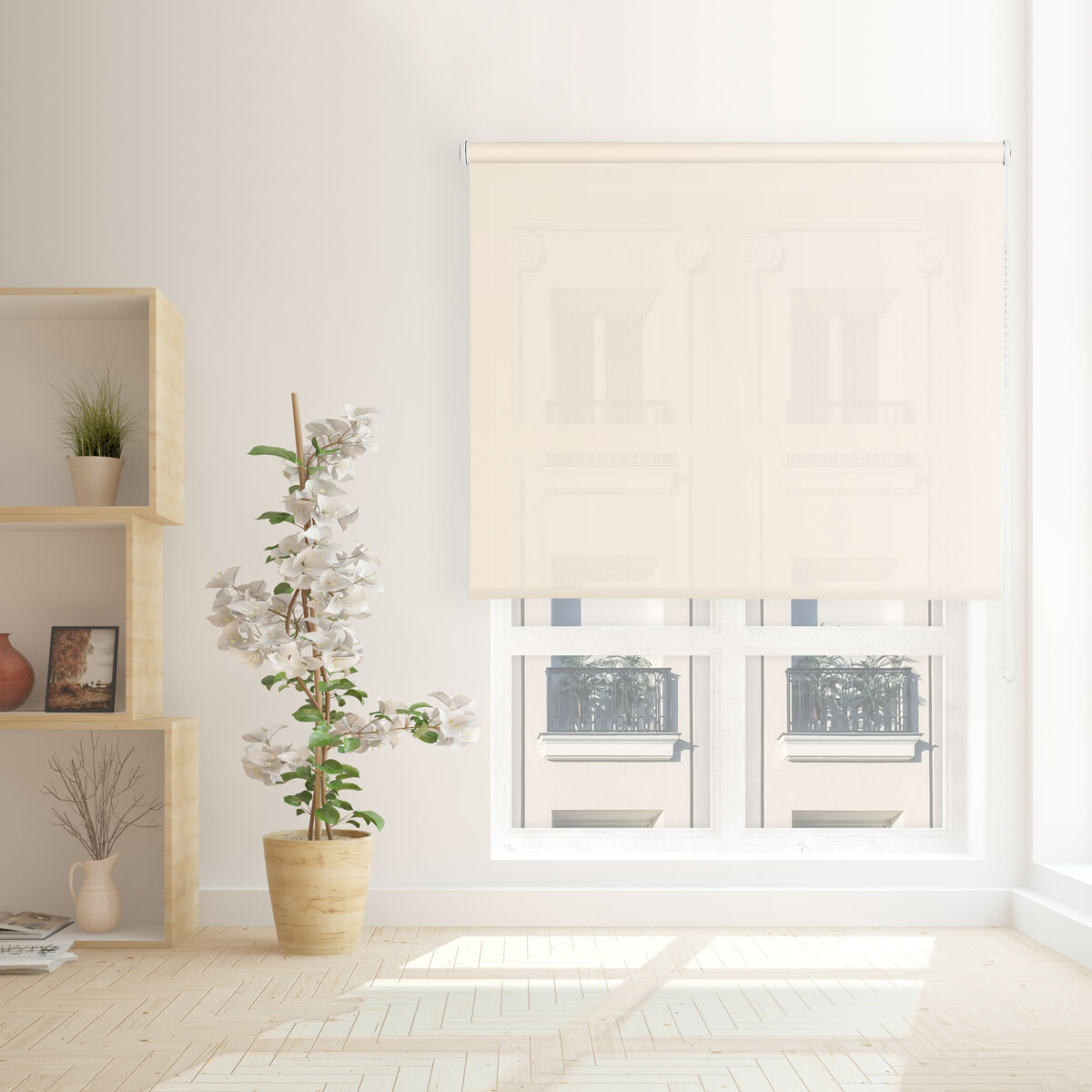 Estore de rolo screen abertura 10% bege 150 x 190cm