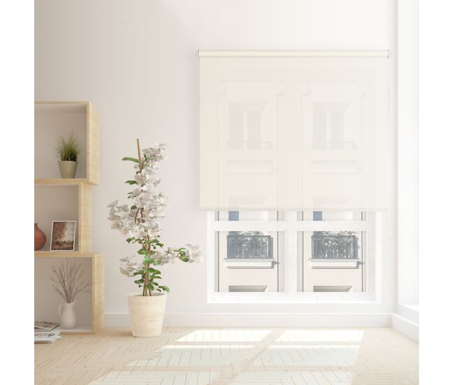 Estore de rolo screen abertura 10% branco linho 150 x 190cm