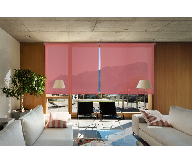 Estore de rolo screen abertura 10% prata e vermelho 150 x 250cm