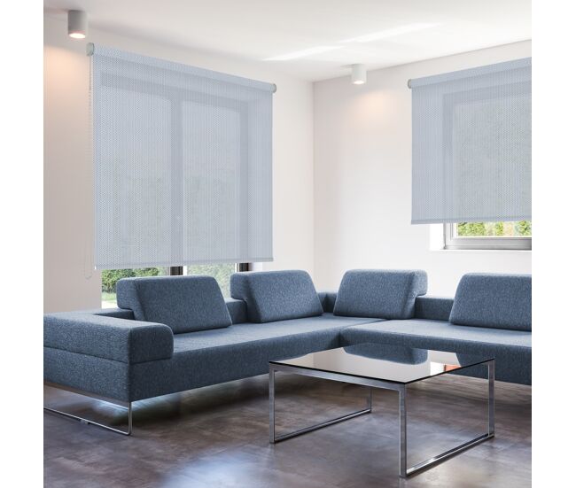 Estore de rolo screen royal abertura 8% beje e azul 150 x 250cm