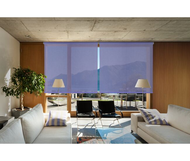 Estore de rolo screen abertura 10% prata e azul 90 x 250cm