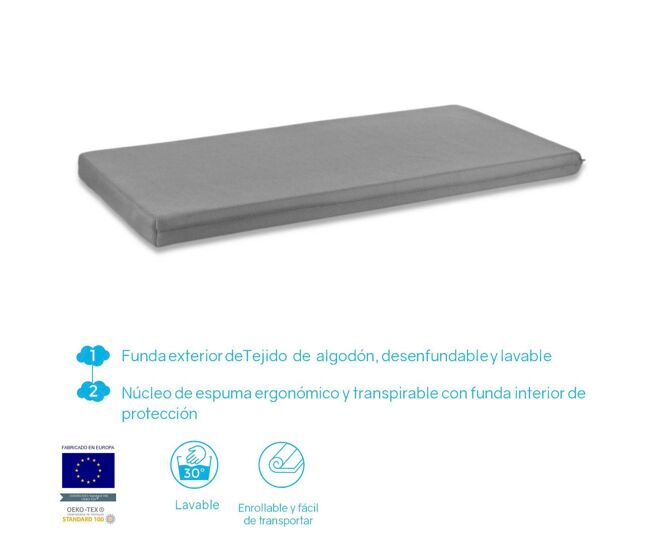 Colchão bebé travel cot 120x60x5 azul - removível, lavável e fácil de transportar