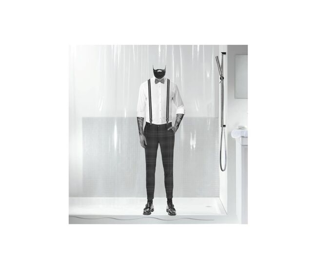 Coleção spirella dandy, cortina de chuveiro têxtil 180 x 200, 100% poliéster, preto