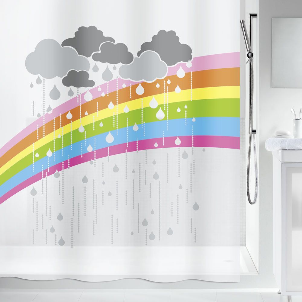 Coleção spirella arc, cortina de chuveiro têxtil 180 x 200, 100% poliéster, multicolorida