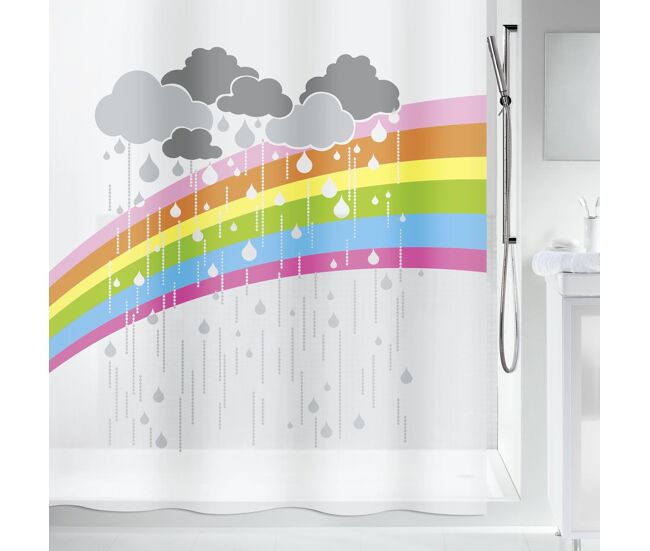 Coleção spirella arc, cortina de chuveiro têxtil 180 x 200, 100% poliéster, multicolorida